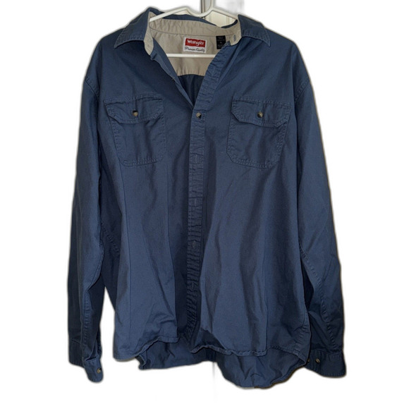 Wrangler Men's Long Sleeve Solid Twill Shirt XL Long Sleeve Button 100% Cotton - Picture 1 of 4